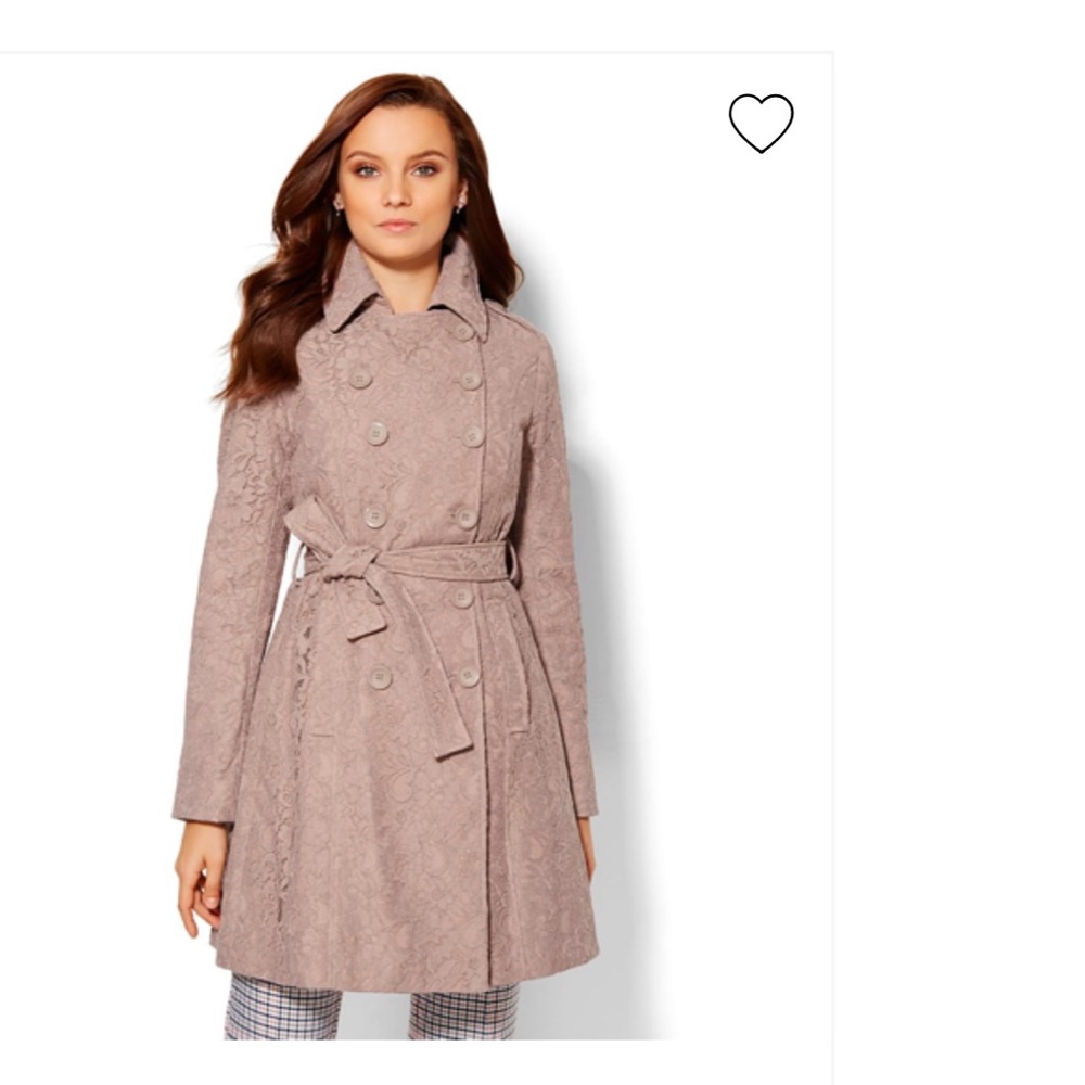 New York and Company Lace-Overlay Trench Coat